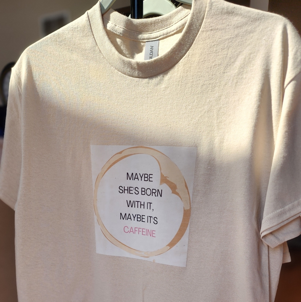 Cream Graphic Tee with Coffee Print